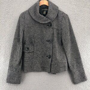 Banana Republic Blazer Womens Small Gray Houndstooth Wool Blend Button Jacket